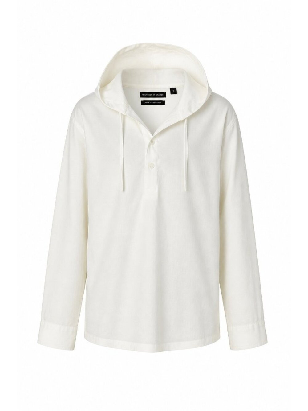 Saks Fifth Avenue Long Sleeve Popover Hoodie Shirt Mens Ivory Linen Viscose XL